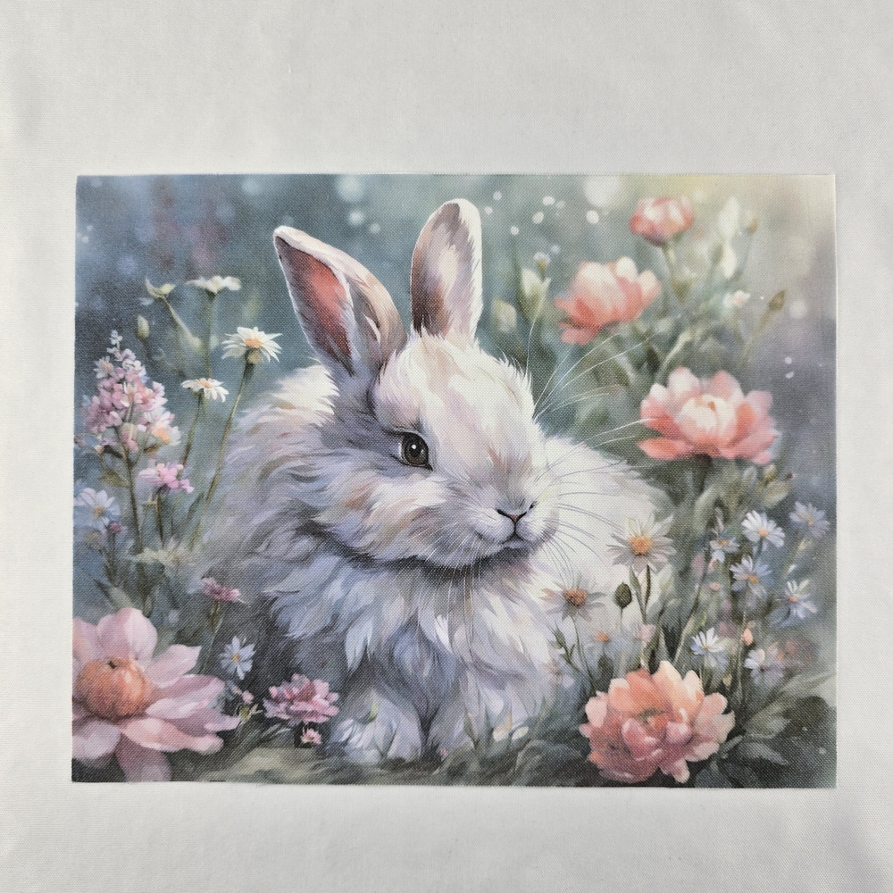 Original Signed Linen Paper Back Print Young Bunny Water Colour Style 8" X 10"